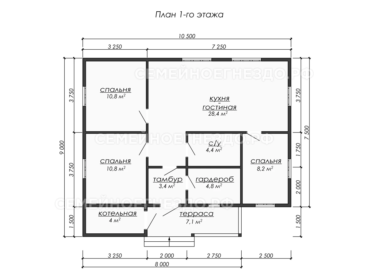 Планировка Брусовой дом № 0290