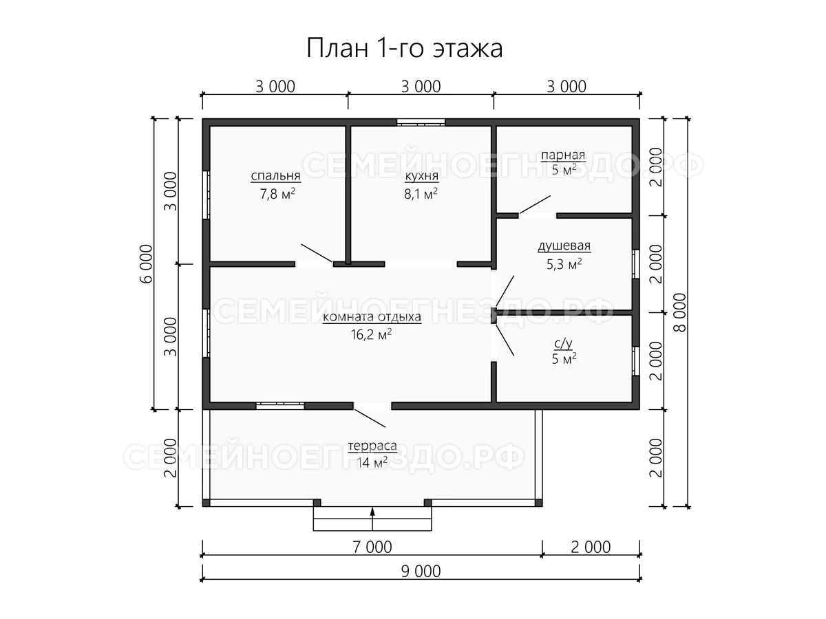 Планировка Баня из бруса №069