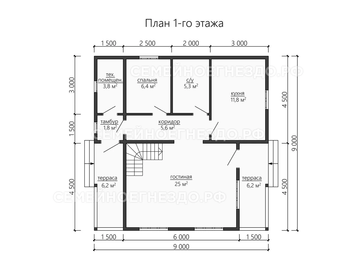 Планировка Брусовой дом № 0186