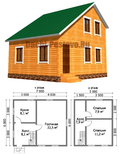 Планировка Брусовой дом №127