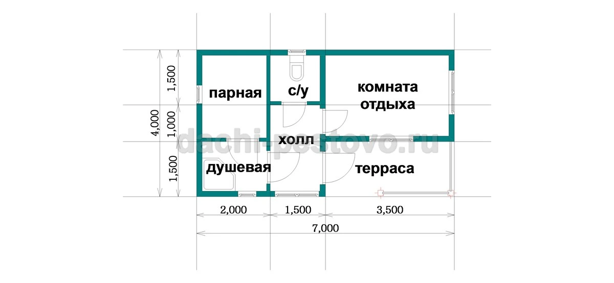Планировка Баня из бруса №18