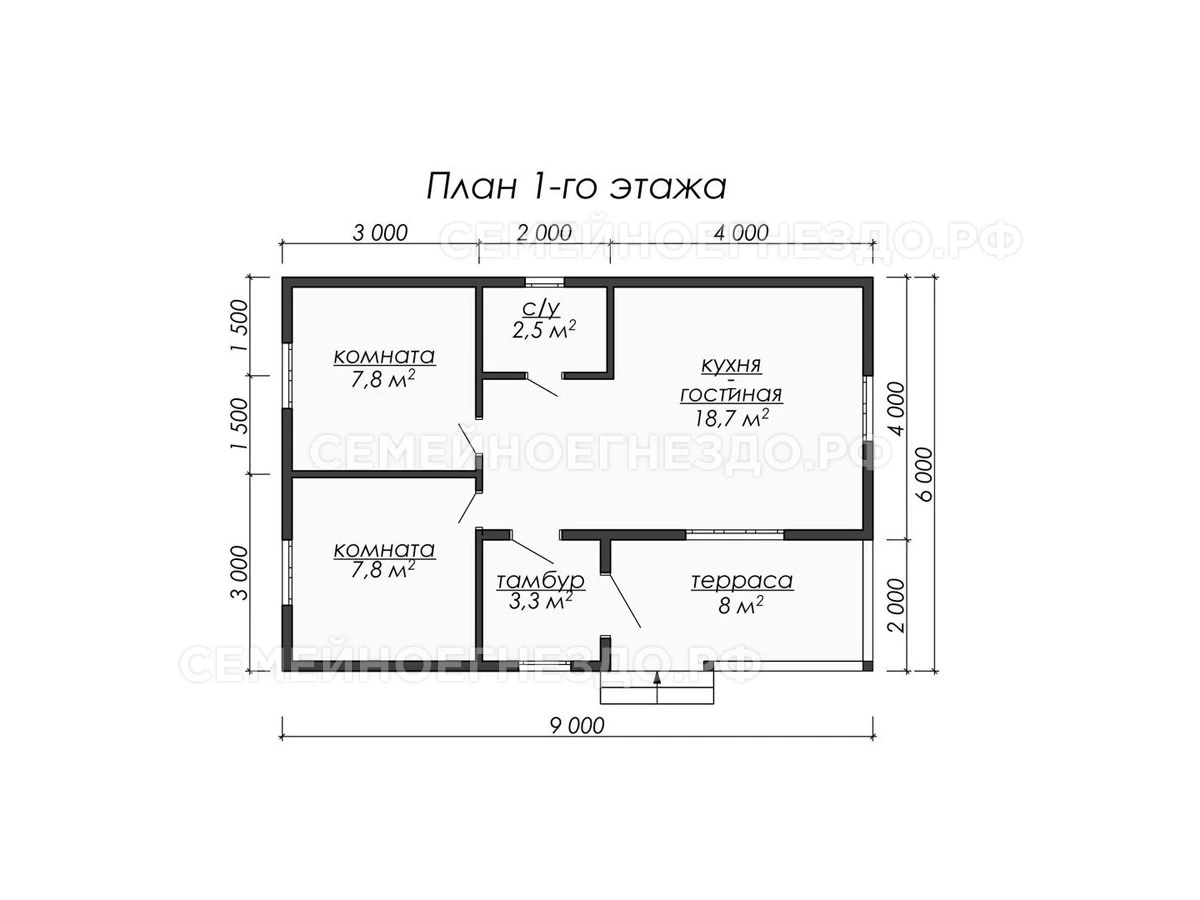 Планировка Каркасный дом № 0013