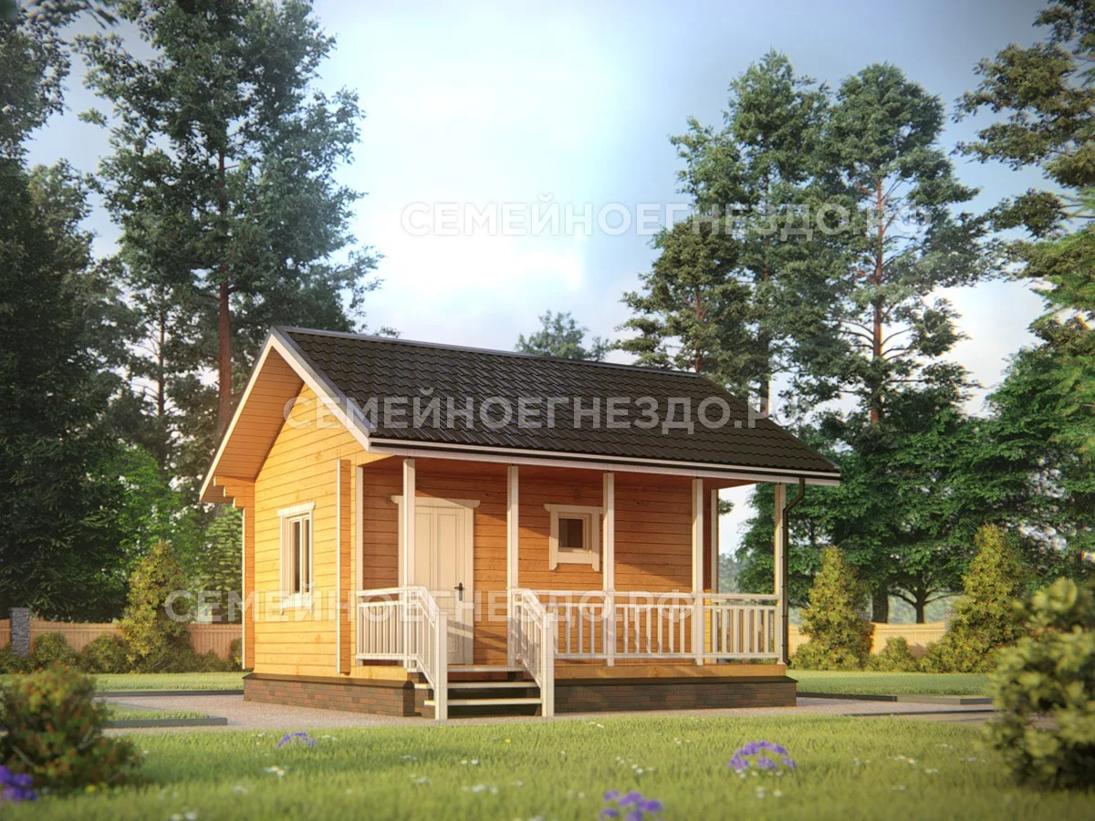 Баня из бруса №028 — вид 1