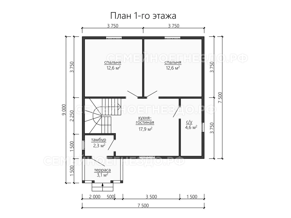 Планировка Каркасный дом № 0166