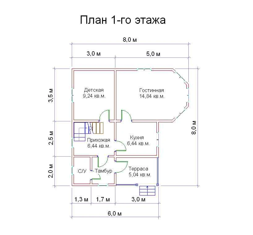 Планировка Брусовой дом №160