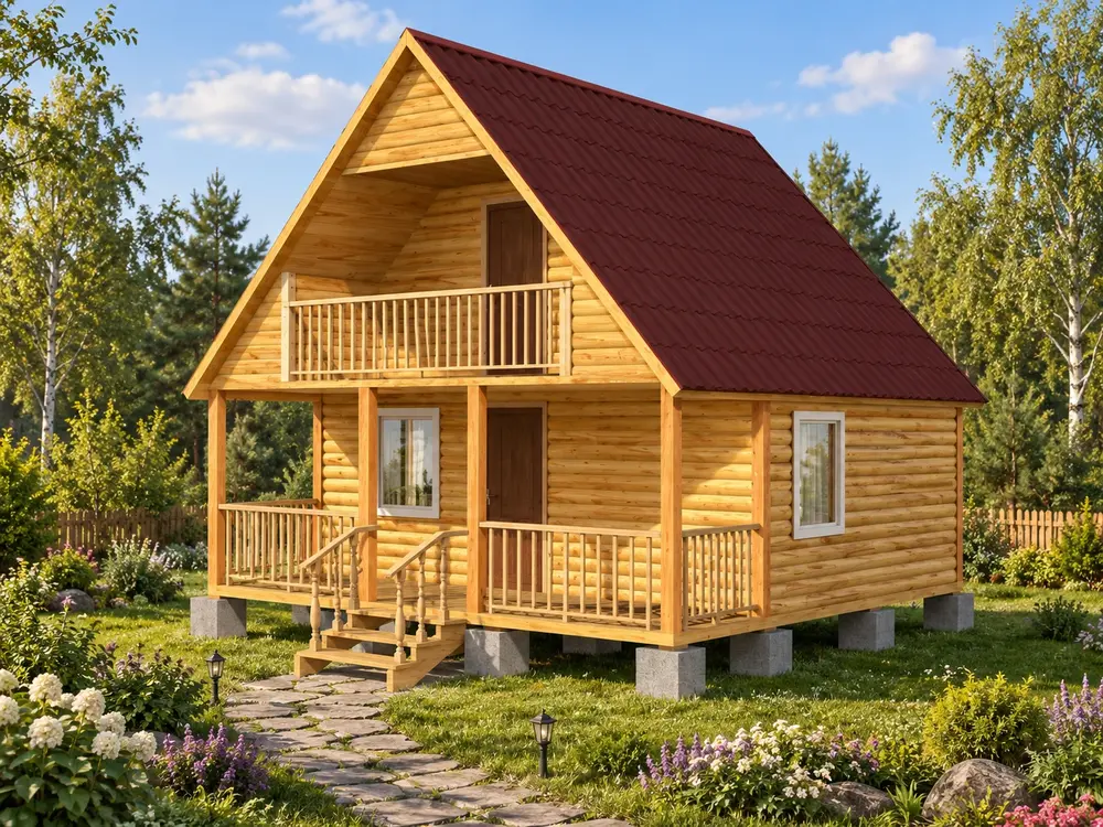 Баня из бруса №71 — визуализация